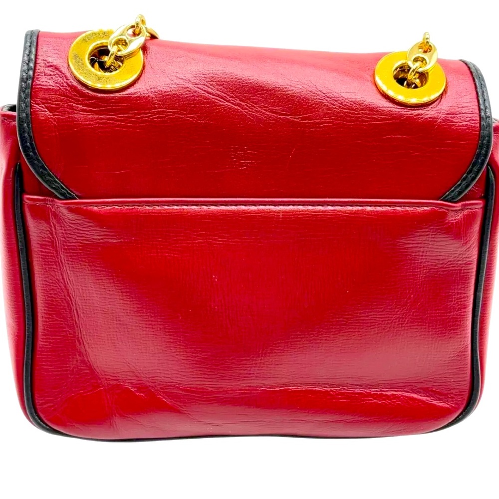 Authentic Gucci G Interlocking Leather Chain Red … - image 2